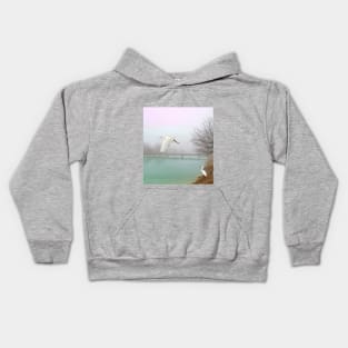 Snowy Egrets at the Bridge Kids Hoodie